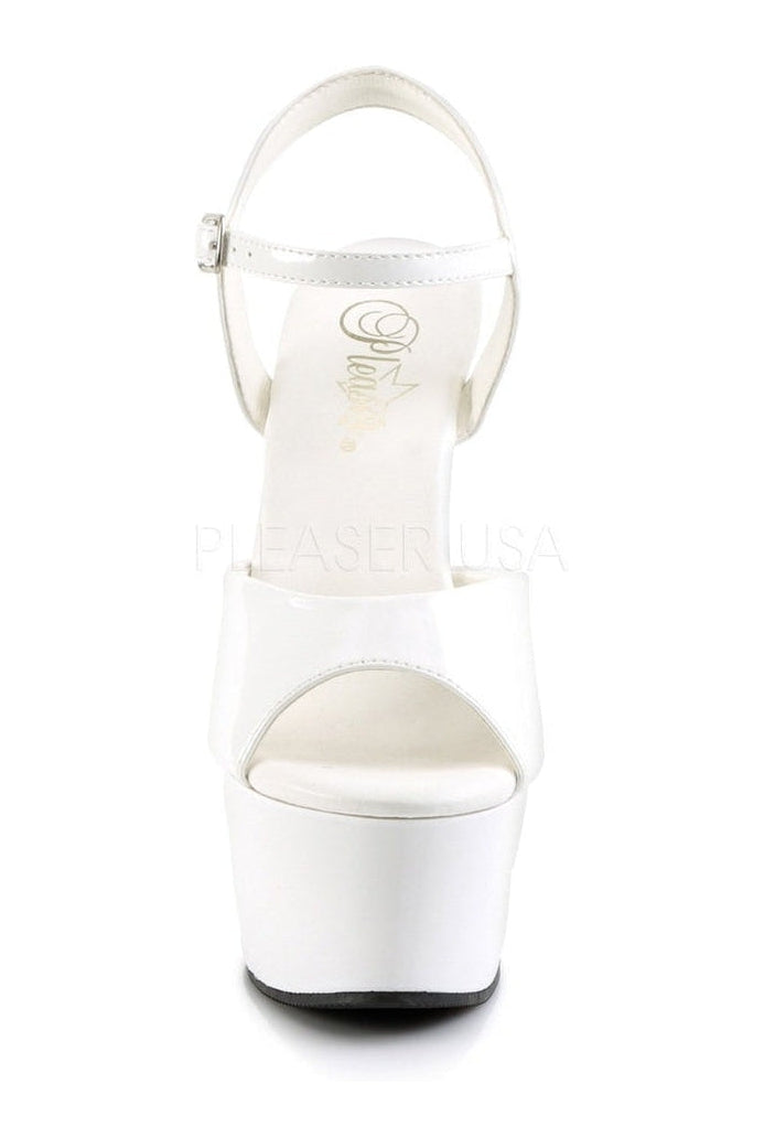Pleaser ASPIRE-609 Platform Sandal in White Patent
