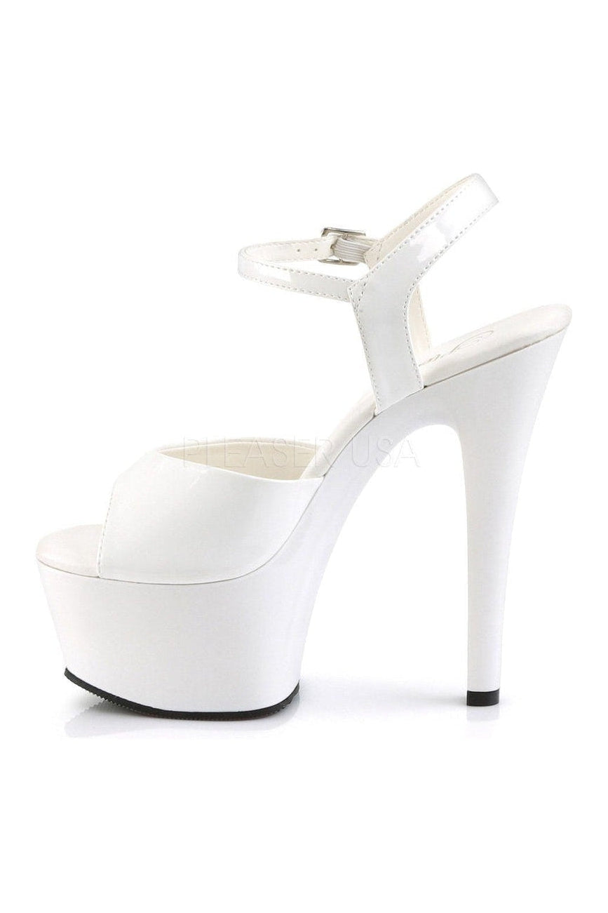 Pleaser ASPIRE-609 Platform Sandal in White Patent
