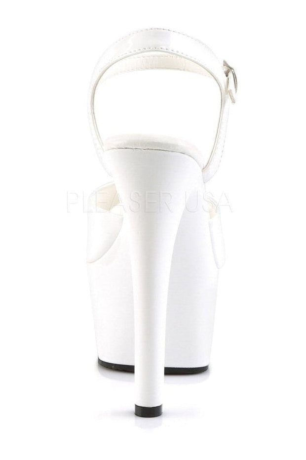 Pleaser ASPIRE-609 Platform Sandal in White Patent