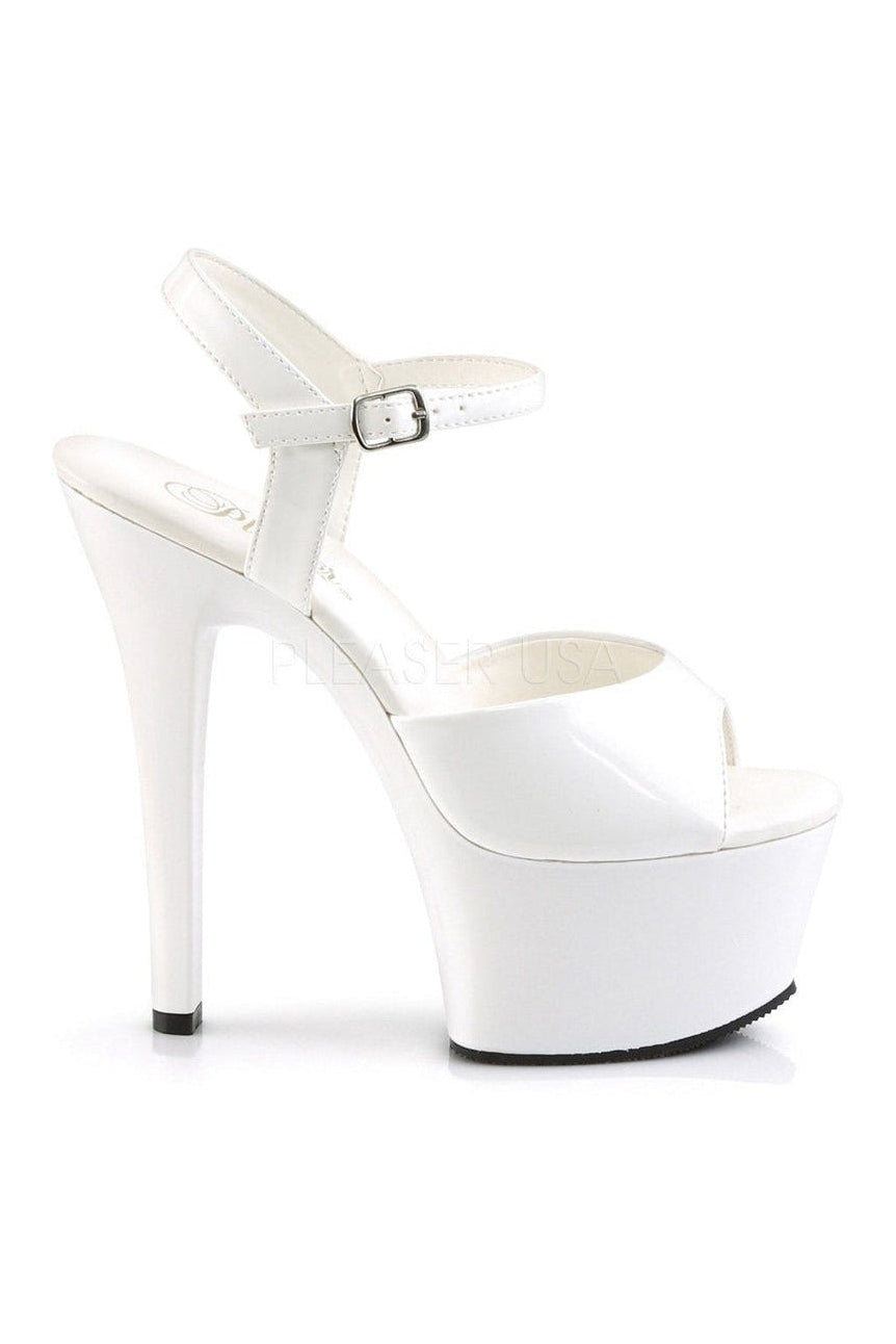 Pleaser ASPIRE-609 Platform Sandal in White Patent