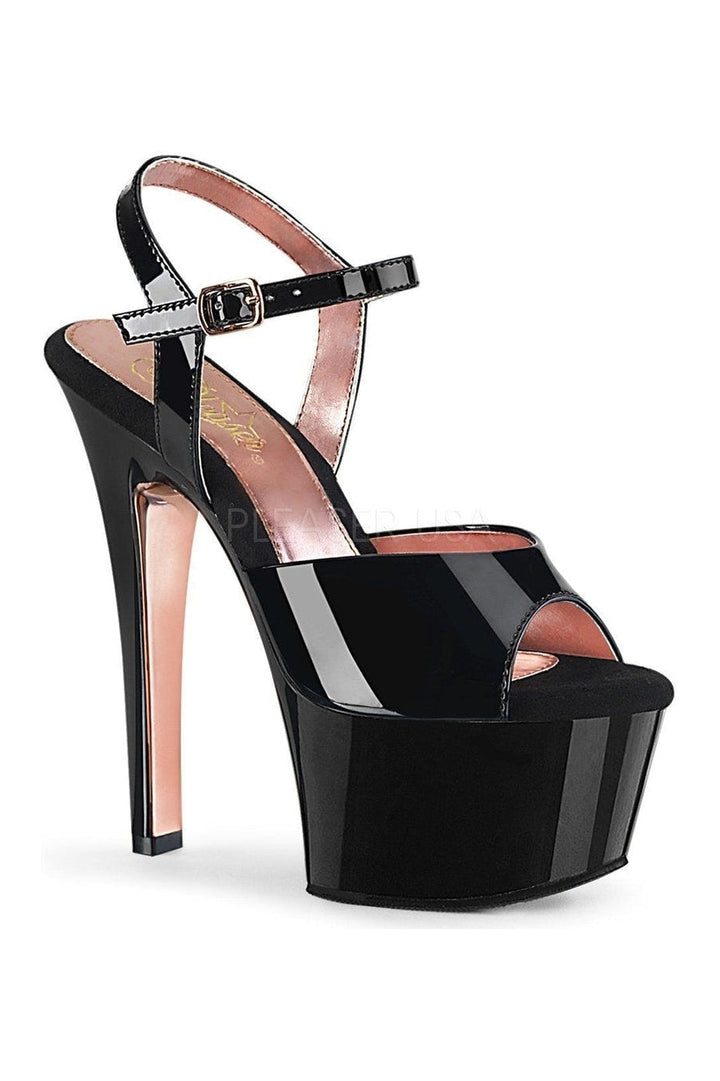 ASPIRE-609TT Stripper Platform Sandal | Black Patent-Pleaser-SEXYSHOES.COM