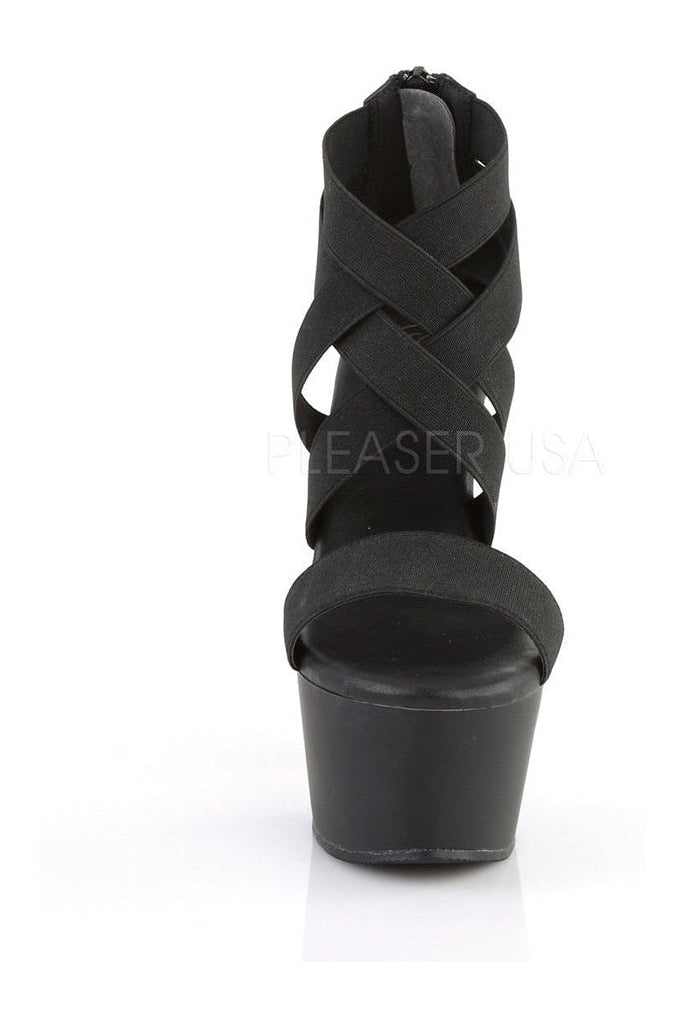 Pleaser ASPIRE-669 Platform Sandal in Black Faux Leather