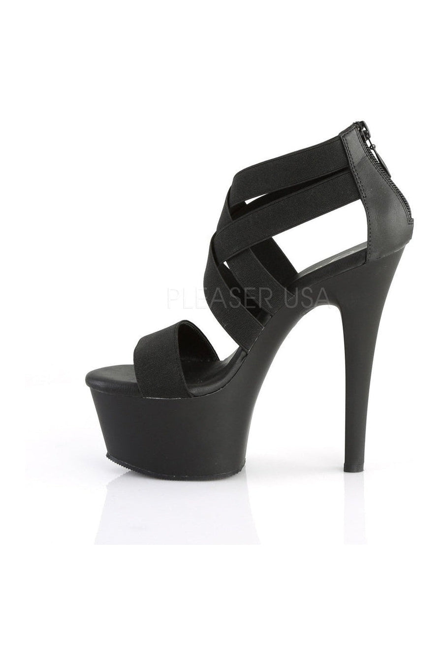 Pleaser ASPIRE-669 Platform Sandal in Black Faux Leather