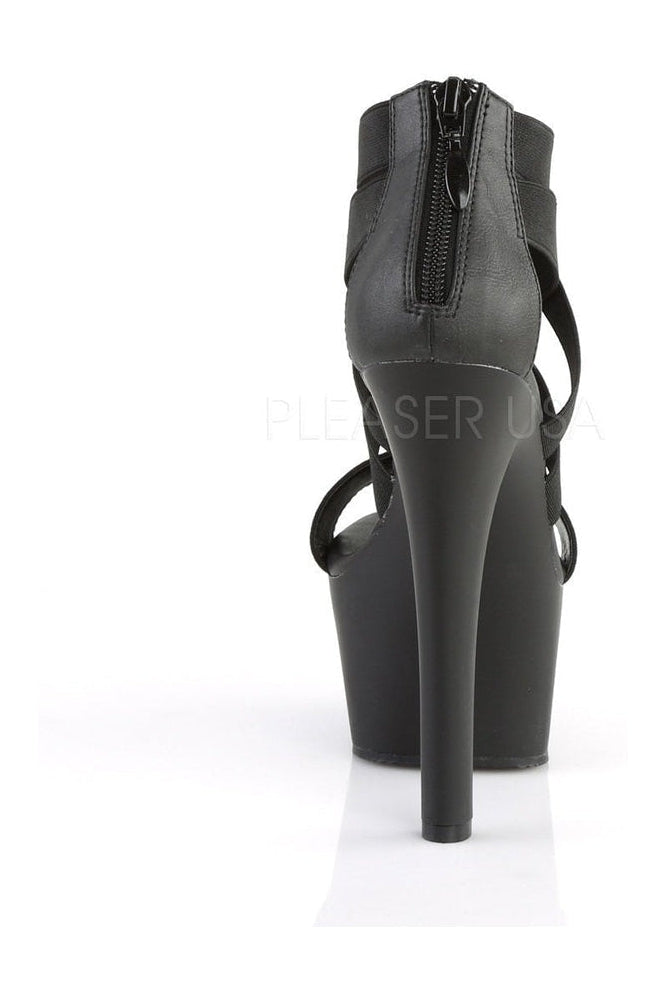 Pleaser ASPIRE-669 Platform Sandal in Black Faux Leather