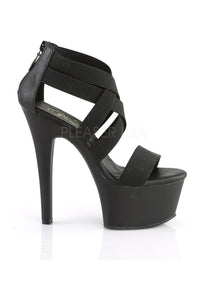 Pleaser ASPIRE-669 Platform Sandal in Black Faux Leather