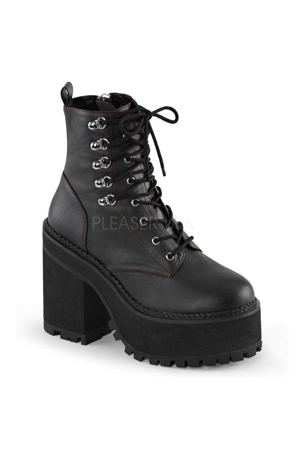 Demonia ASSAULT-100  Ankle Boot in Black Faux Leather from SexyShoes.com