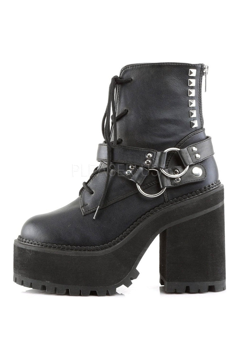 ASSAULT-101 Demonia Ankle Boot | Black Faux Leather-Demonia-Ankle Boots-SEXYSHOES.COM