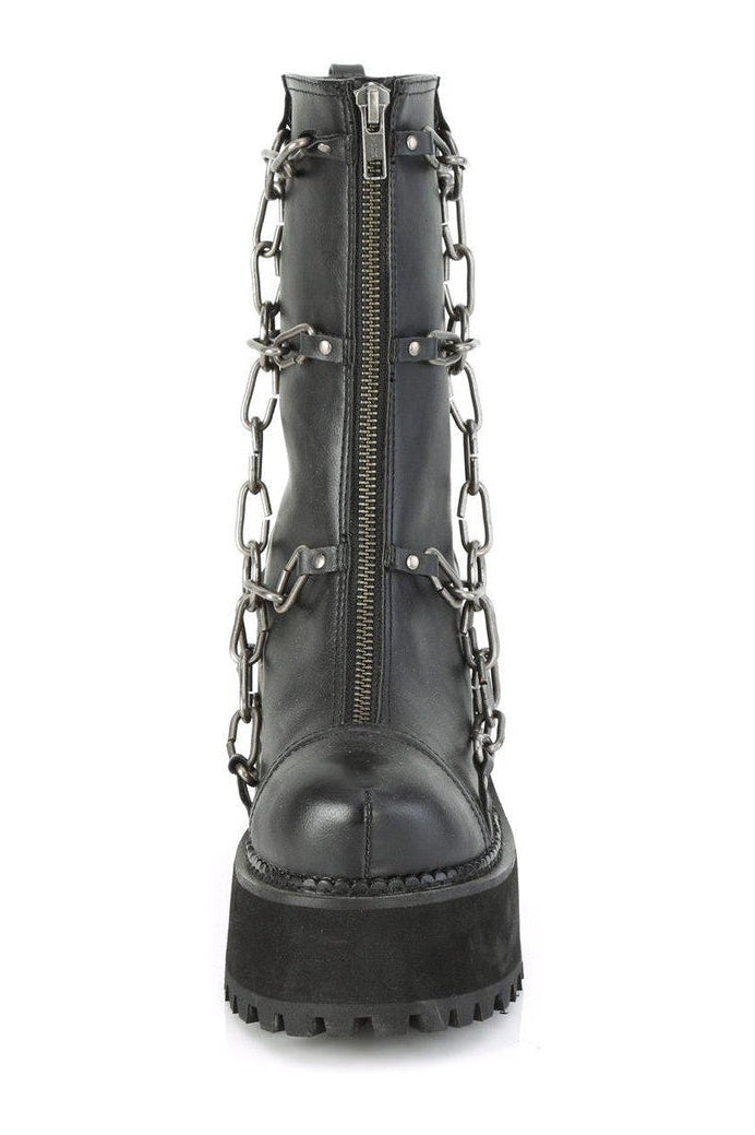 Demonia ASSAULT-66 Ankle Boot in Black Faux Leather