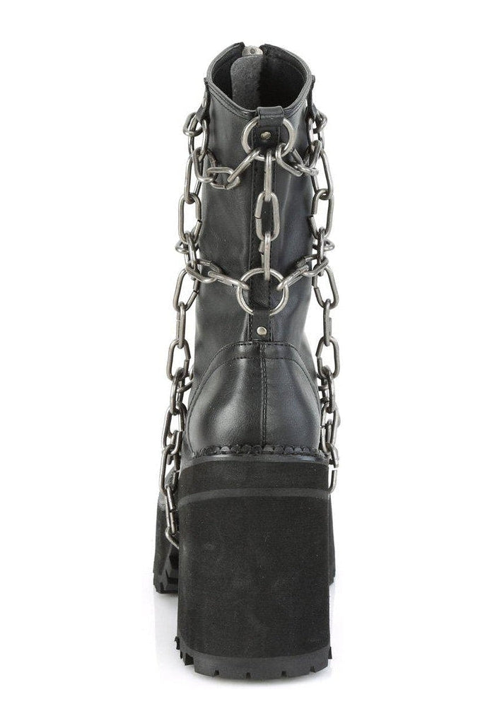 Demonia ASSAULT-66 Ankle Boot in Black Faux Leather