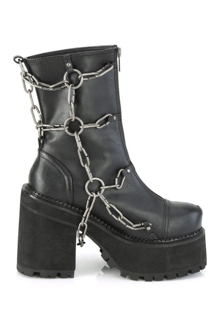 ASSAULT-66 Ankle Boot | Black Faux Leather-Ankle Boots-Demonia-SEXYSHOES.COM