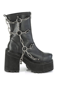 Demonia ASSAULT-66 Ankle Boot in Black Faux Leather