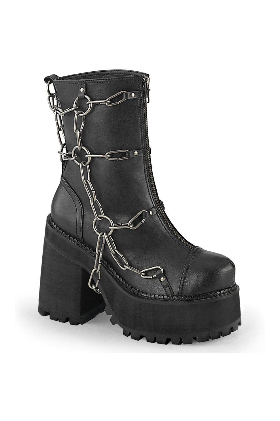 Demonia ASSAULT-66 Ankle Boot in Black Faux Leather from SexyShoes.com