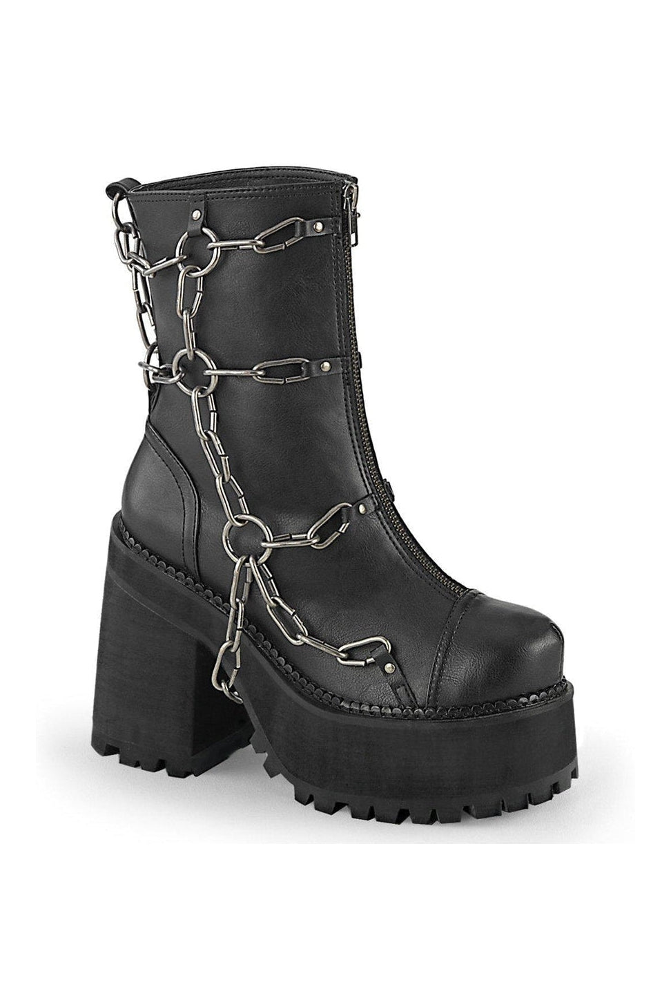 ASSAULT-66 Ankle Boot | Black Faux Leather-Ankle Boots-Demonia-SEXYSHOES.COM