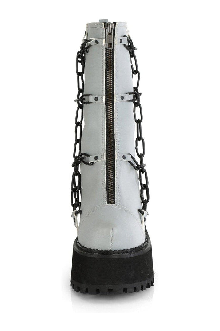 Demonia ASSAULT-66 Ankle Boot in Grey Faux Leather