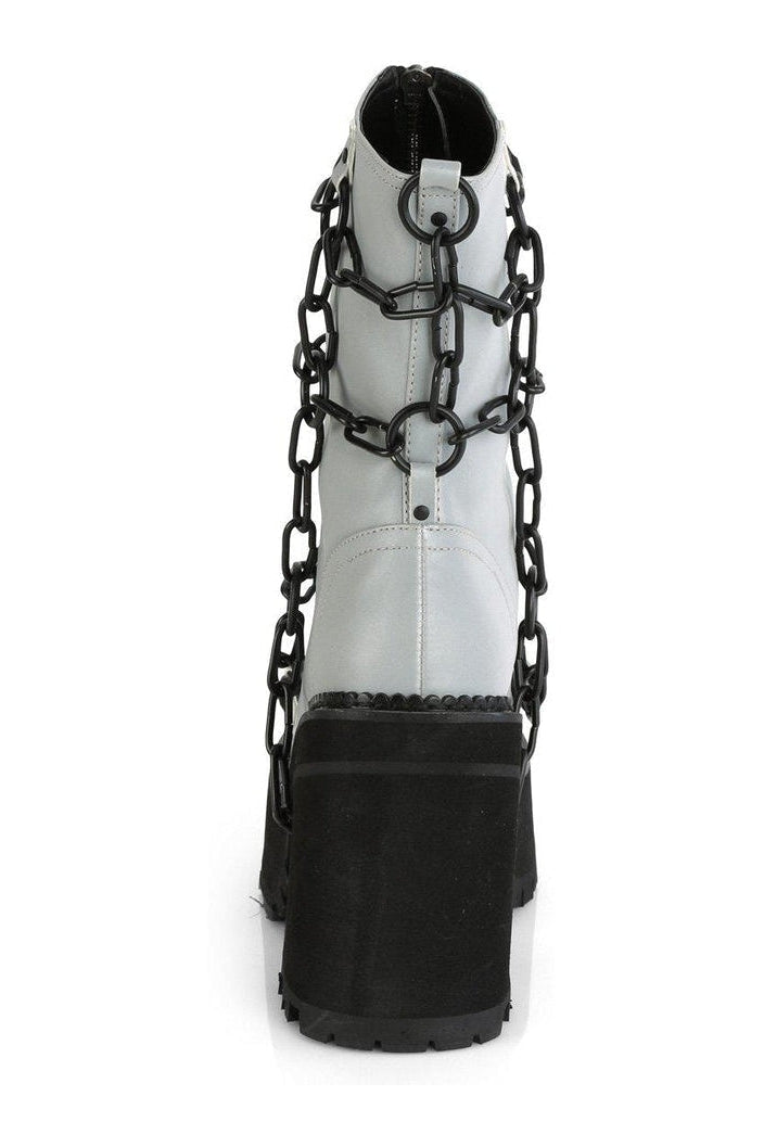 Demonia ASSAULT-66 Ankle Boot in Grey Faux Leather