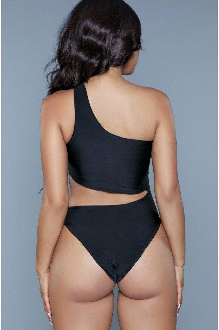 BeWicked Asymmetrical One Shoulder Swimsuit in Black 