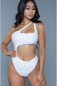 BeWicked Asymmetrical One Shoulder Swimsuit in White  from SexyShoes.com