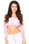 Baby Pink Lined Lace Long Sleeve Peasant Top by Daisy