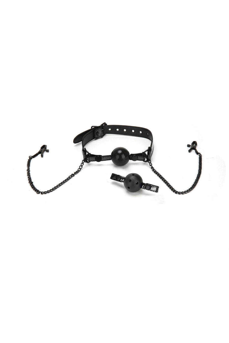 Ball Gag and Nipple Clips-Dominatrix Accessories-Whipsmart-Black-O/S-SEXYSHOES.COM