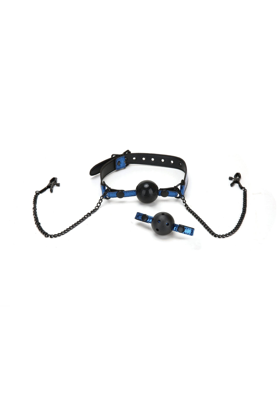 Ball Gag and Nipple Clips-Dominatrix Accessories-Whipsmart-Blue-O/S-SEXYSHOES.COM
