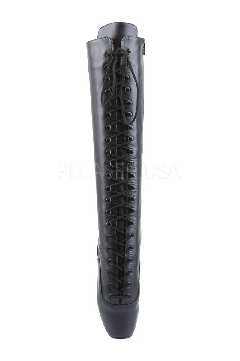 BALLET-2020 Ballet Knee Boot | Black Genuine Leather-Knee Boots- Stripper Shoes at SEXYSHOES.COM