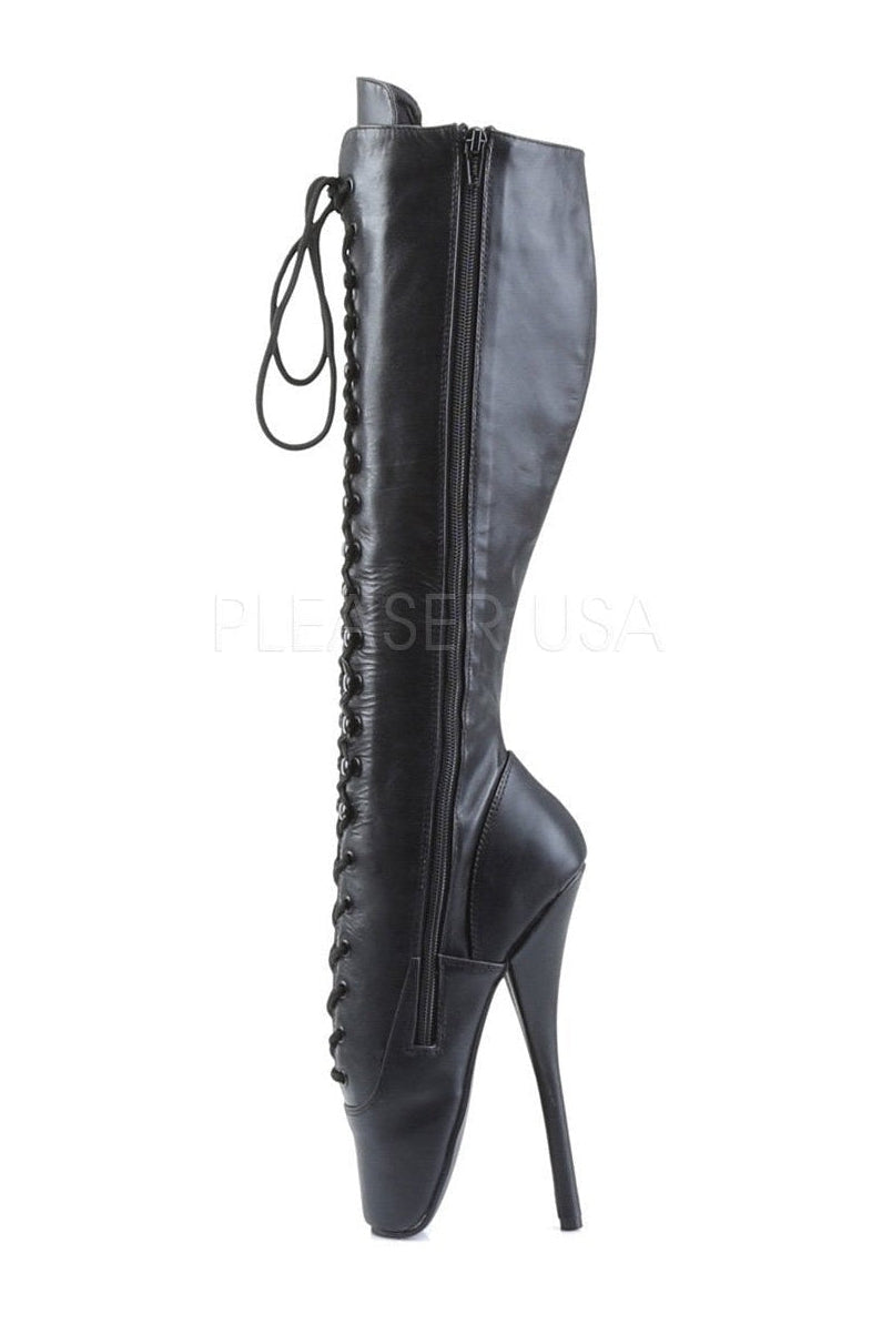 BALLET-2020 Ballet Knee Boot | Black Genuine Leather-Knee Boots- Stripper Shoes at SEXYSHOES.COM