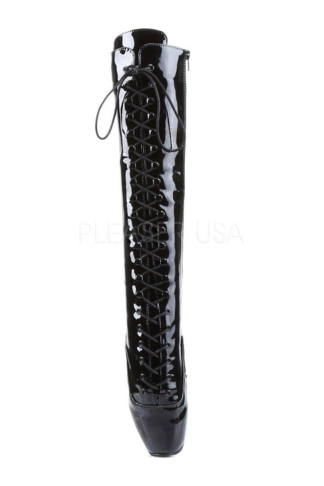 Devious BALLET-2020 Ballet Knee Boot in Black Patent