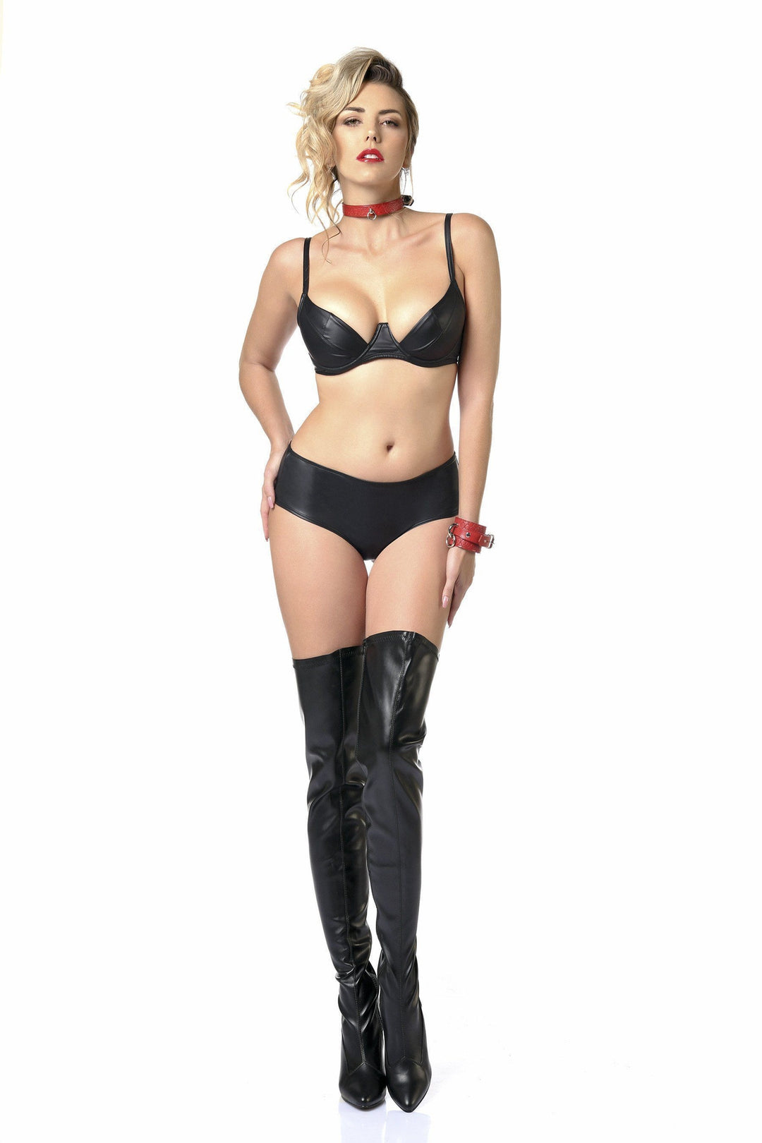Patrice Catanzaro Beatrice Shorty in Black Wetlook