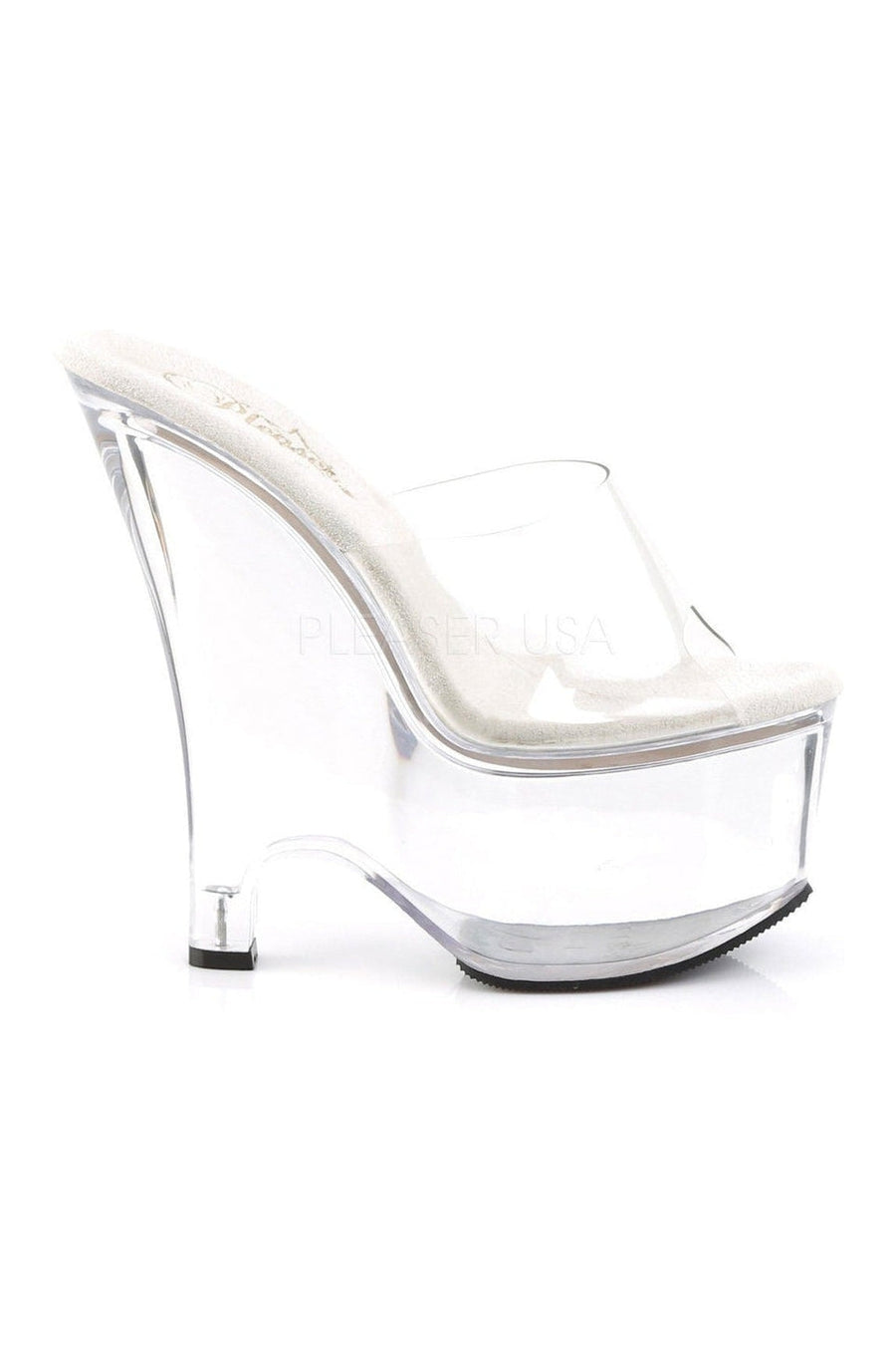 Pleaser BEAU-601 Platform Slide in Clear Vinyl
