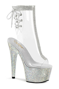 Pleaser BEJEWELED-1018C-2RS Exotic Ankle Boot in Clear Vinyl from SexyShoes.com
