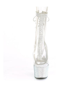 Pleaser BEJEWELED-1018C-2RS Exotic Ankle Boot in Clear Vinyl