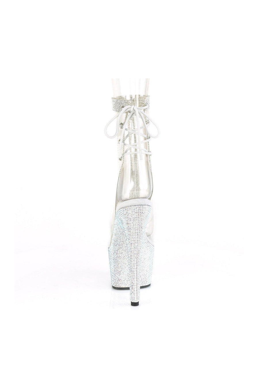 Pleaser BEJEWELED-1018C-2RS Exotic Ankle Boot in Clear Vinyl
