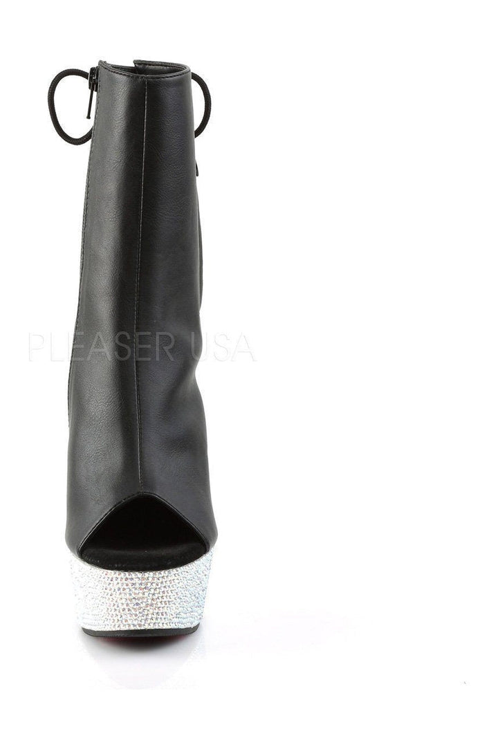 BEJEWELED-1018DM-6 Platform Boot  | Black Faux Leather