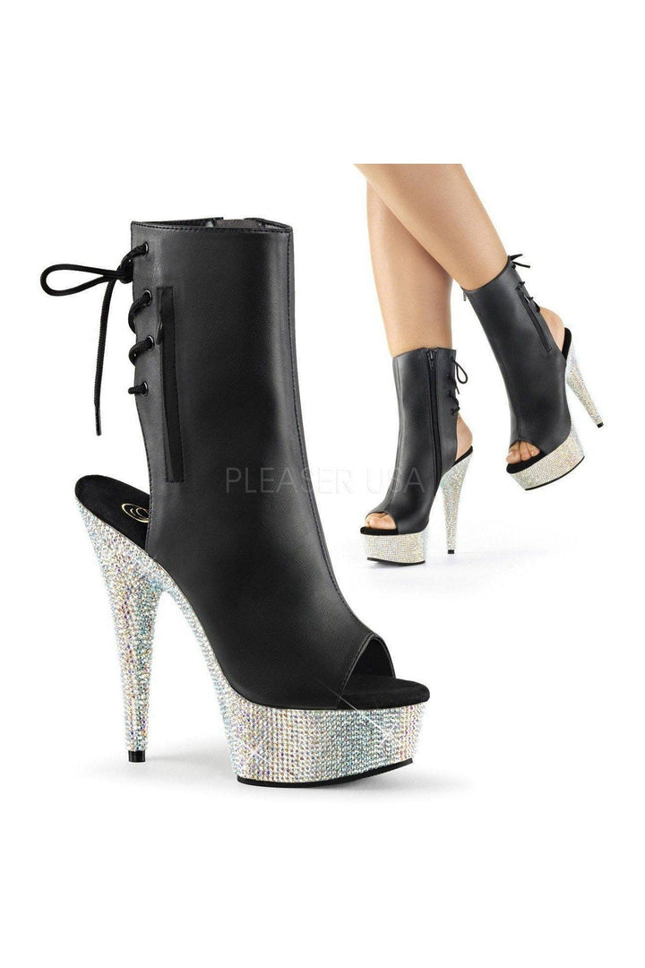 BEJEWELED-1018DM-6 Platform Boot | Black Faux Leather-Pleaser-Black-Ankle Boots-SEXYSHOES.COM