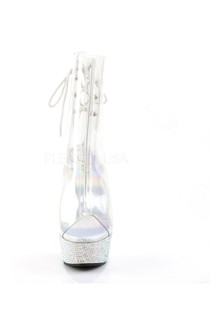 BEJEWELED-1018DM-6 Platform Boot | Clear Vinyl-Pleaser-Ankle Boots-SEXYSHOES.COM