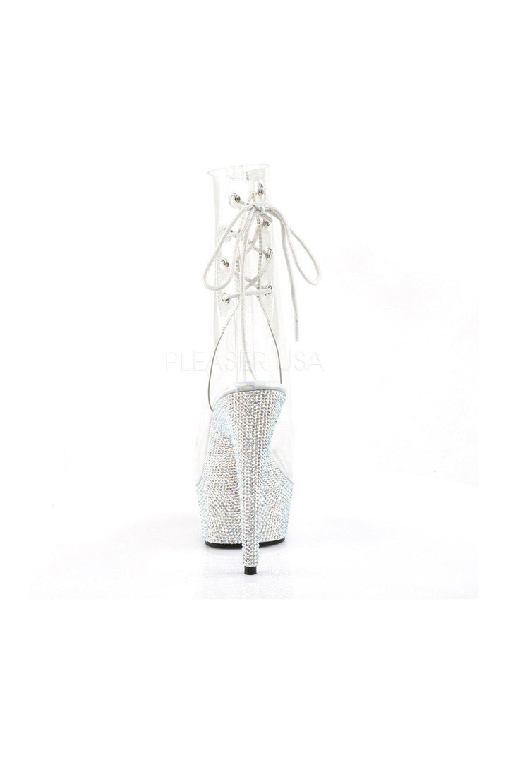 BEJEWELED-1018DM-6 Platform Boot | Clear Vinyl-Pleaser-Ankle Boots-SEXYSHOES.COM