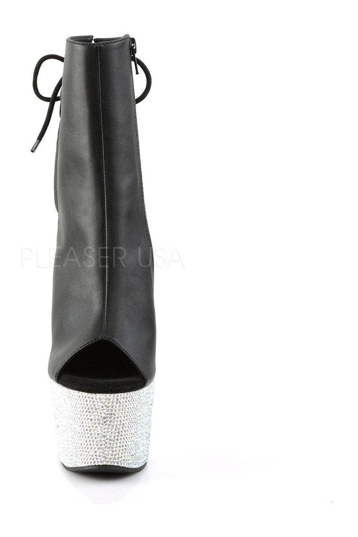 Pleaser BEJEWELED-1018DM-7 Platform Boot in Black Faux Leather