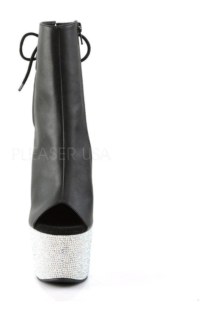 BEJEWELED-1018DM-7 Platform Boot  | Black Faux Leather
