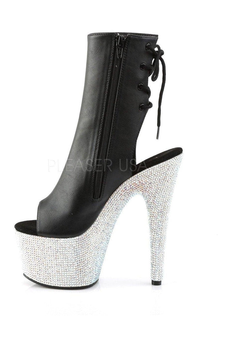 Pleaser BEJEWELED-1018DM-7 Platform Boot in Black Faux Leather