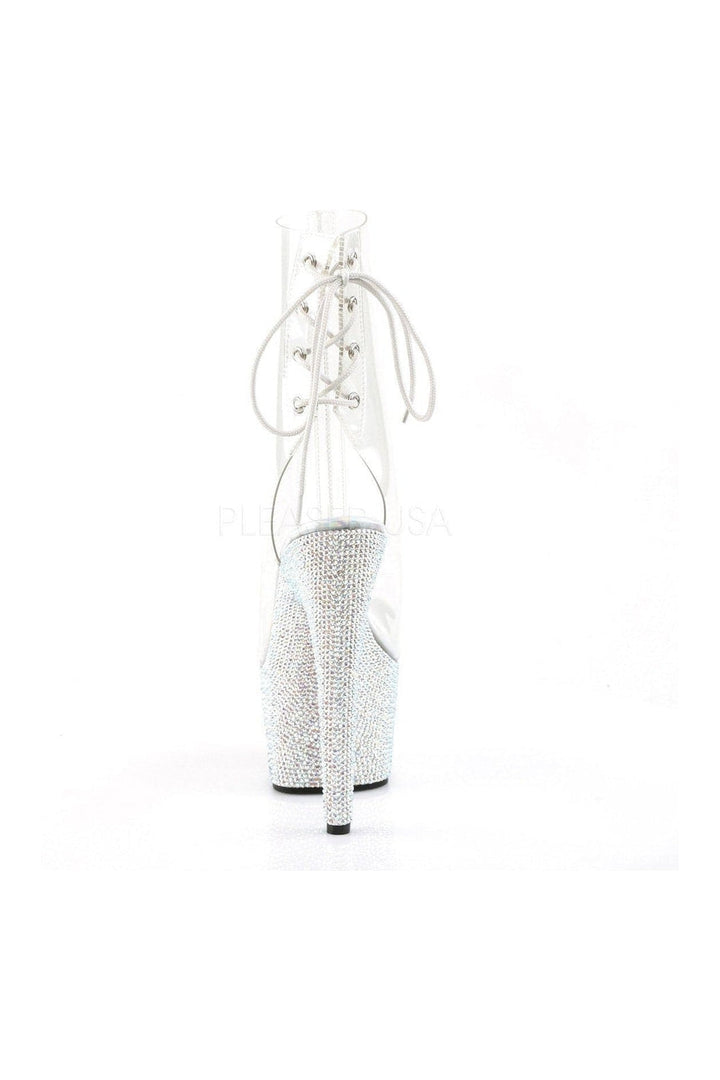 BEJEWELED-1018DM-7 Platform Boot | Clear Vinyl-Pleaser-Ankle Boots-SEXYSHOES.COM