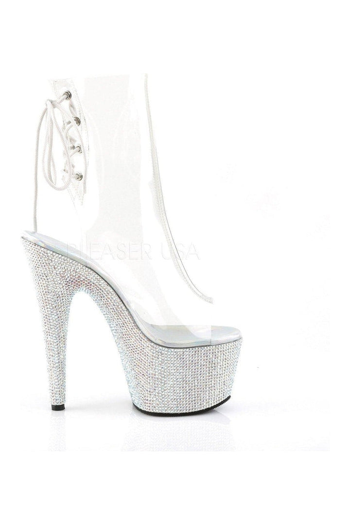 BEJEWELED-1018DM-7 Platform Boot | Clear Vinyl-Pleaser-Ankle Boots-SEXYSHOES.COM