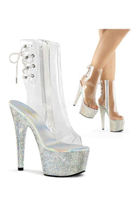 Pleaser BEJEWELED-1018DM-7 Platform Boot in Clear Vinyl from SexyShoes.com