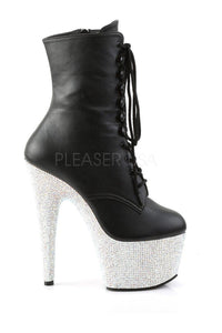 Pleaser BEJEWELED-1020-7 Platform Boot in Black Faux Leather
