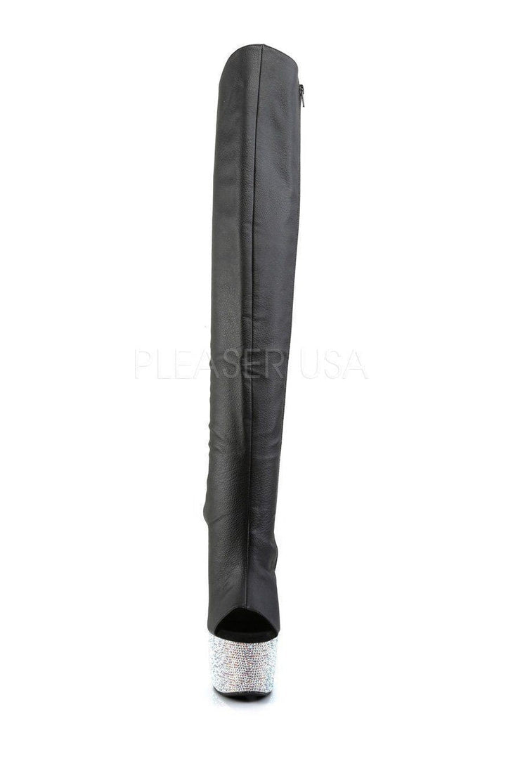 BEJEWELED-3019DM-7 Platform Boot  | Black Faux Leather