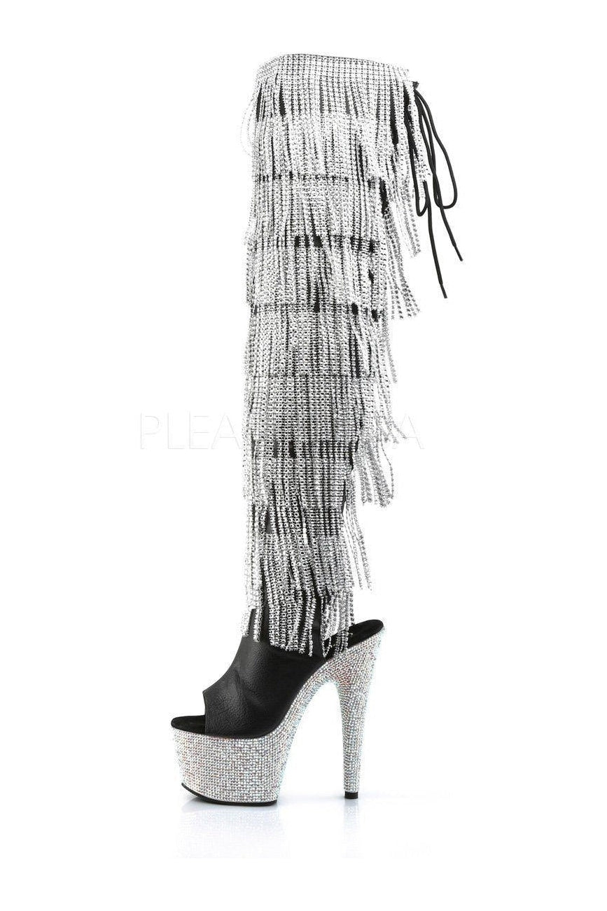 Pleaser BEJEWELED-3019RSF-7 Platform Boot in Black Faux Leather