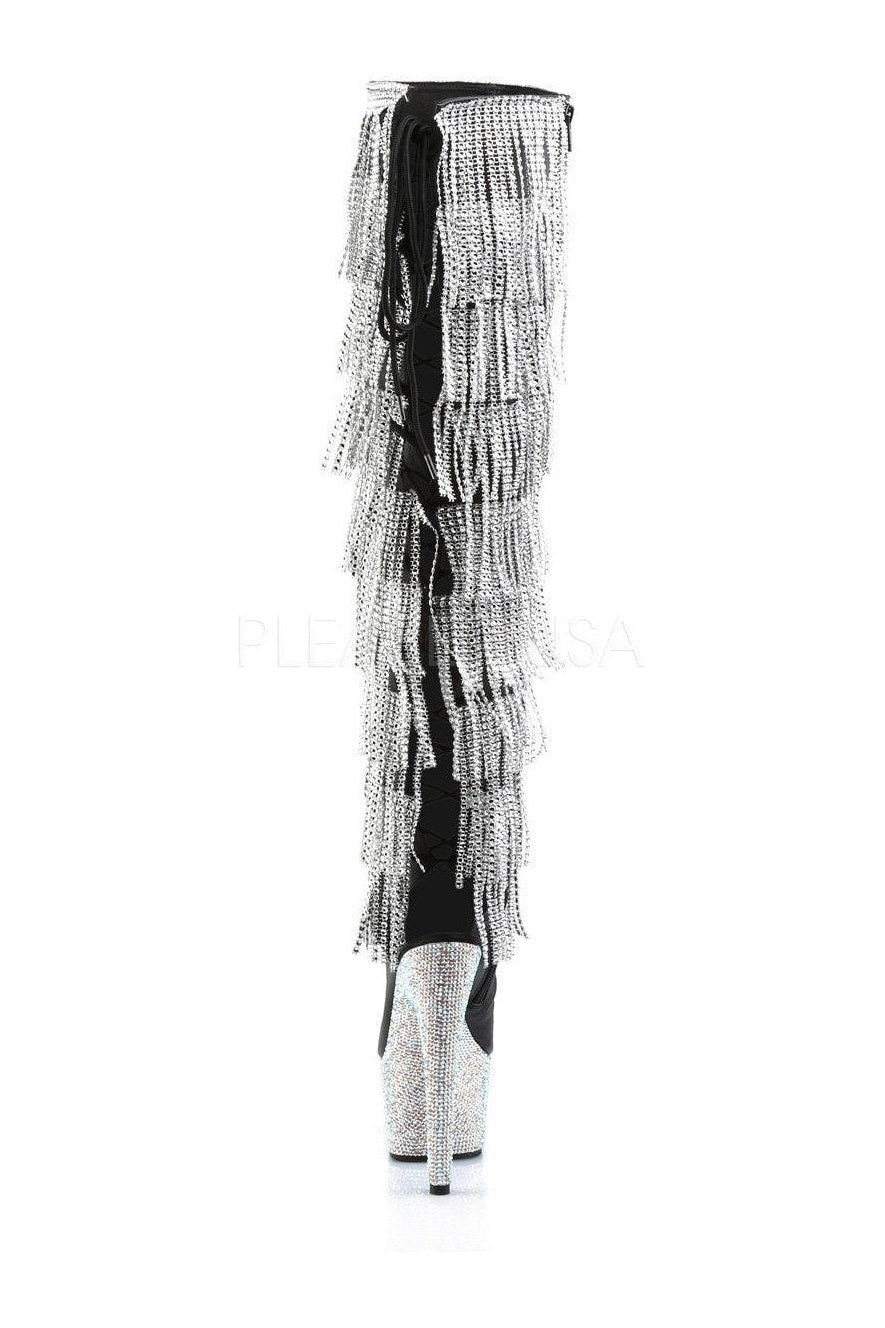 Pleaser BEJEWELED-3019RSF-7 Platform Boot in Black Faux Leather