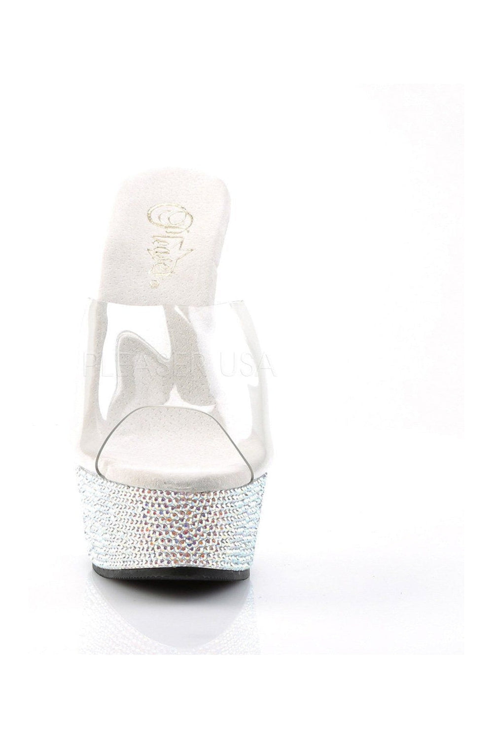 BEJEWELED-601DM Platform Slide | Clear Vinyl-Pleaser-Slides-SEXYSHOES.COM