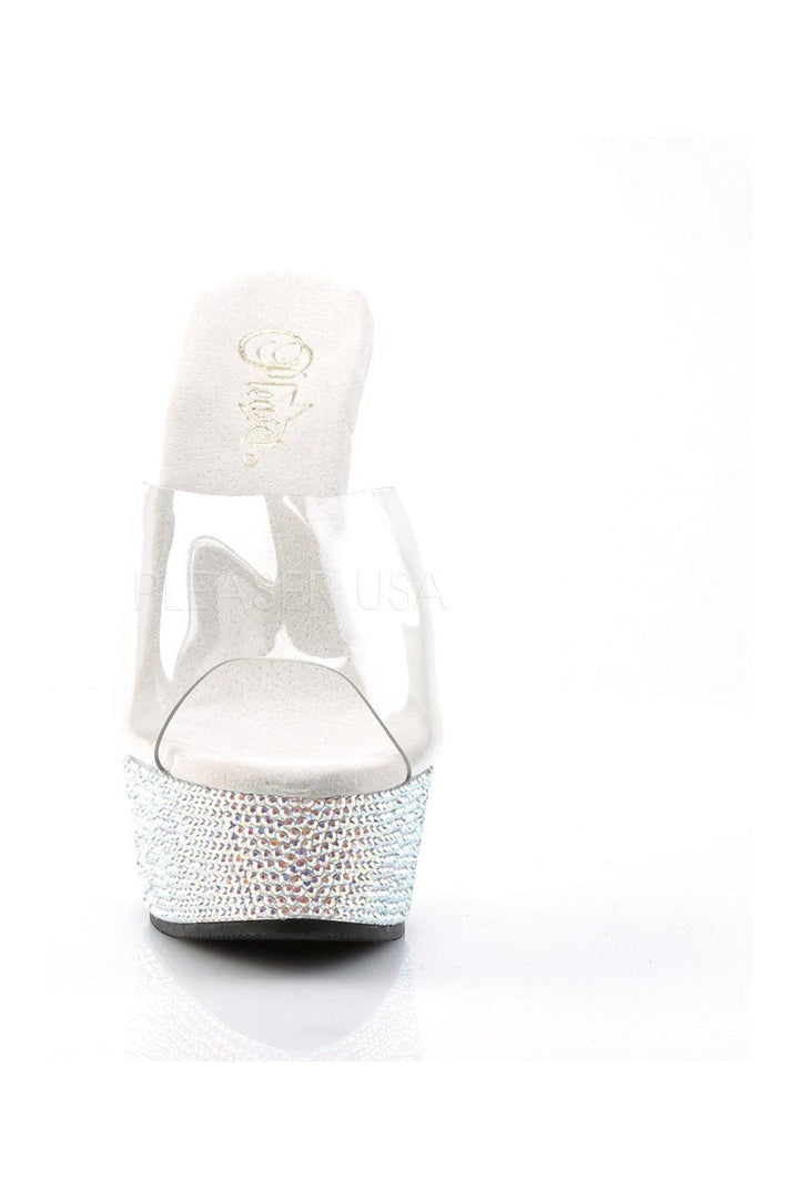 BEJEWELED-601DM Platform Slide  | Clear Vinyl