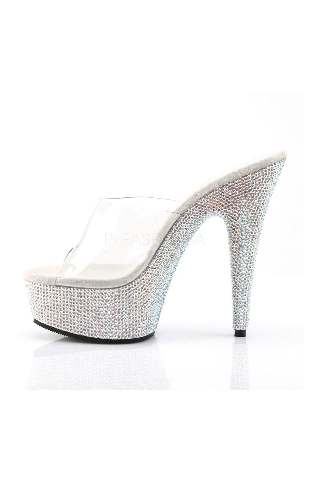 Pleaser BEJEWELED-601DM Platform Slide in Clear Vinyl