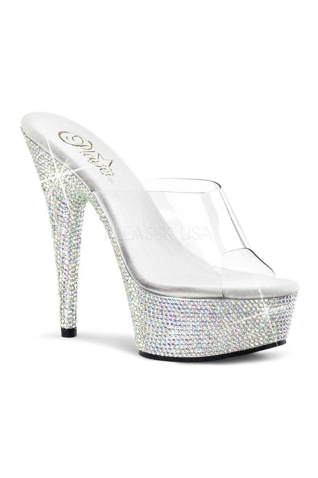 Pleaser BEJEWELED-601DM Platform Slide in Clear Vinyl from SexyShoes.com